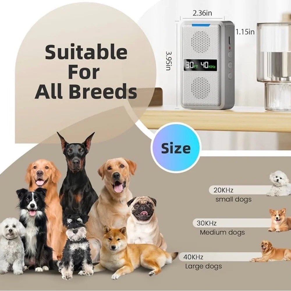 Ultrasonic Dog Bark Deterrent Devices, Type-C Rechargeable Anti Barking Device